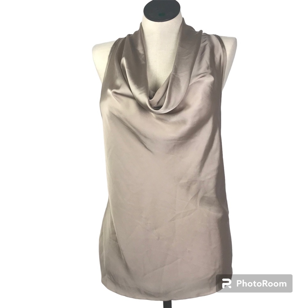 Lyllian Lee Sleeveless Cowl Neck Shirt Women’s Sz L Color Light brown Recerback